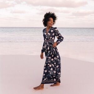 Jade Gal Meets Glam Navy Floral Long Sleeve Dress